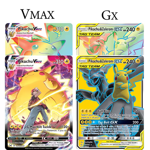 4 PCS PKM Proxy Card Holographic Pikachu V EX VMAX GX Cards Foil PTCG Game Collection Cards Game Toy