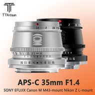 TTArtisan 35mm f1.4 Camera Lens Professional for Sony E Fuji X Canon M M43 M4/3 Mount for Youtube Ti
