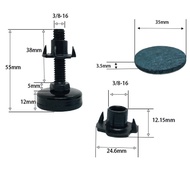3/8 Inch Inch Adjustable Feet T-Shaped Nut Adjustable Flat Feet Heavy-Duty Table Chair Leveler Suppo