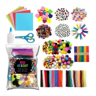 Art Craft Materials Pack 1200pcs DIY Set Wiggle Eyes Ball Stick Glue Scissors Clips Pendidikan Seni 美术手工包