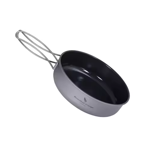 Boundless Voyage Titanium Frying Pan, Non-Stick Steak Chicken Pot, Outdoor Camping Picnic Cookware F