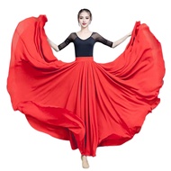 Women Chiffon Large Skirt 720 Degree Pull Double-Layered Maxi Skirt Solid Color Flowy Dance Skirt Ve