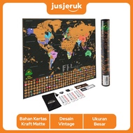 JFactory Poster World Map Vintage World Map Poster Scratch Map World Map National Flag Version