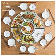 Nordic Style Ceramic Plate Set Tableware Soup Bowl Spoon Chopstick Microwave Oven Set Pinggan Mangkuk Bekas Makanan Sudu