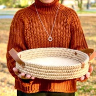 Jute tray, handmade Knitted Serving Tray, Crochet Serving Tray, Circuler Knitted