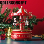 SDEERCONCEPT Rotating Wooden Music Box, Exquisite Wooden Carousel Music Box, Christmas Carousel DIY 