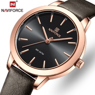 NAVIFORCE Top Luxury Brand Simple Elegant Ladies Watch Leather Strap Waterproof Quartz Clock Ladies Watch