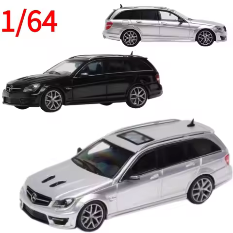 KingModel Diecast 1:64 Mercedes-Benz C63 AMG Estate S204 Car Model Benz Play Vehicles Collectible Mo