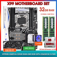 ☮X99 D8I Motherboard KIT Xeon E5 2680 V4 CPU 32GB (16G*2)  2133MHZ RMA NVME 256GB M.2 SSD RX 580 ♡✌