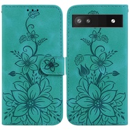 Stock available Lily Embossed Leather Phone Case For Google Pixel 10a/Google Pixel 6a/Google Pixel 7