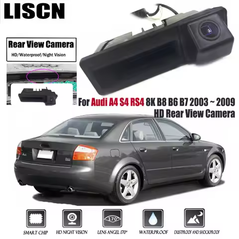 HD Rear View Camera For Audi A4 S4 RS4 8K B8 B6 B7 2003 ~ 2009 Trunk Handle Backup Waterproof Parkin