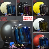 HELM CARGLOSS CFM RETRO ORIGINAL WARNA LENGKAP CARGLOSS KACA DATAR INJAK SILVER PELANGI GOLD BIRU - 