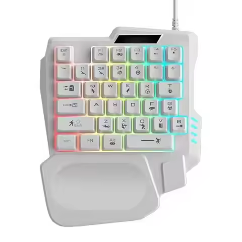 Portable USB Single Hand Keyboard Ultra-slim Luminous One Handedly Keyboard 35 Keys Wired Gaming Mec