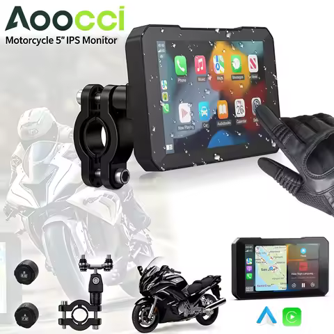 Aoocci C3 Plus Motorcycle Carplay, 5in HD , GPS Navigation System with Apple CarPlay&Android Auto, S