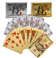 Playing Cards, 2 Decks of 24k Playing Cards with Dollar Pattern, Waterproof Playing Cards & Flexible