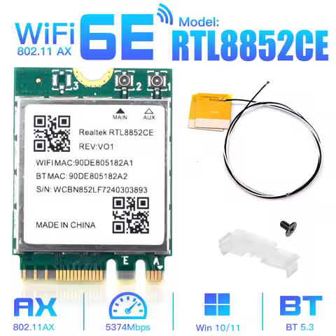 WiFi 6E RTL8852CE M.2 Network Card 5400Mbps 802.11AX Bluetooth 5.3 Wireless Adapter Tri Band 2.4/5/6