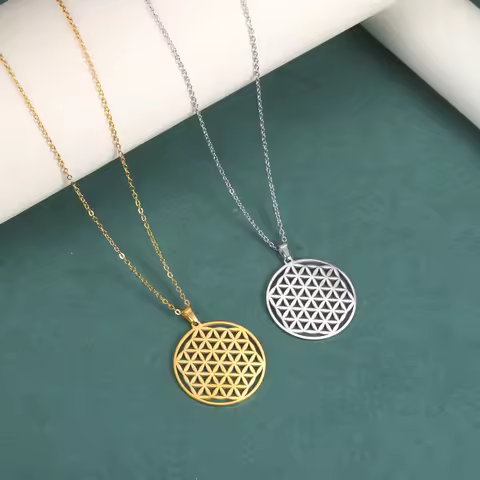 Cazador Chakra Flower of Life Necklaces Mandala Stainless Steel Chain Necklace Amulet Geometric Jewe