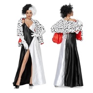 Cruella De Vil Costume - Halloween Dress with Wigs for Women
