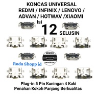 Konektor Cas Advan infinix Hotwav Xiaomi Lenovo Redmi Mikro Universal 5 Pin Kaki 4 Panjang ori baru