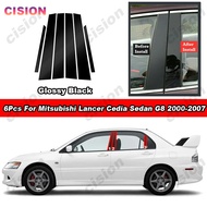 6Pcs Car Window Door B C Pillar Trim Cover For Mitsubishi Lancer Cedia Gala Sedan G8 2000-2007 Gloss