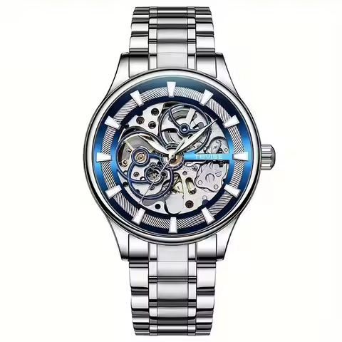 TEVISE Automatic Mechanical Watch for Men Stainless Steel Skeleton Watch Luminous Top Brand Fashion