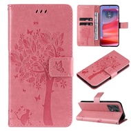 Ready to ship Tree & Cat Embossed Pattern Flip Leather Phone Case For Motorola Edge 50 Pro/Motorola 