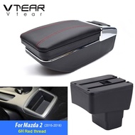 Vtear สำหรับ Mazda 2 Mazda2 Demio แขนภายในคอนโซลกล่องเก็บของที่พักแขนรถจัดแต่งทรงผมตกแต่งอุปกรณ์เสริ