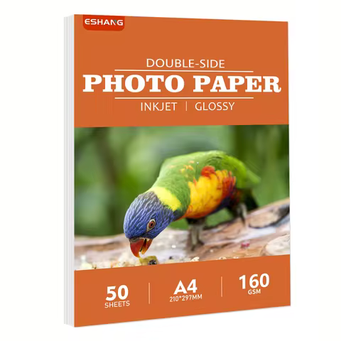 A4 Double Sided Glossy Photo Paper, 50 Sheets 160gsm Thick Paper, Compatible with Inkjet Printers On