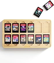 AFOOYO Switch Game Case Compatible with Nintendo Switch Games Portable Card Storage Card Holder with 12 Game Card Slots, Switch Card Case- Bamboo Storage Tray, Acrylic Lid