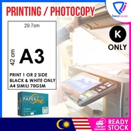 [Item C] (0.50sen/Page) A3 Black &amp; White One Sided Printing Service Print Photocopy Fotostat BookPrint