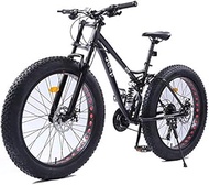 Fashionable Simplicity 26 Inch Women Mountain Bikes Dual Disc Brake Fat Tire Mountain Trail Bike Hardtail Mountain Bike Adjustable Seat Bicycle High-carbon Steel Frame