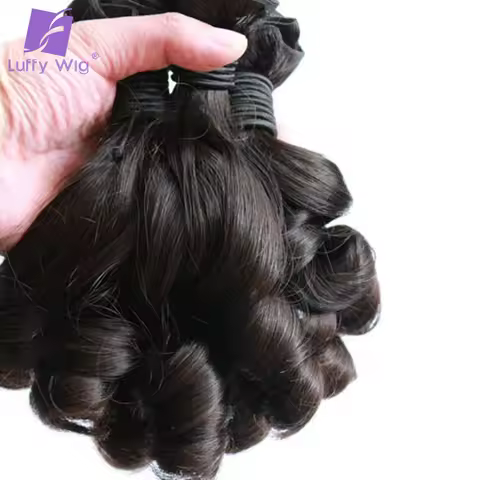 Double Drawn Human Hair Bundles Remy Brazilian Bouncy Curly Weave Real Human Hair Extensions Aunty F