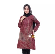 Tunik Batik Terbaru 2021 Tunik Batik Wanita Modern Tunik Jumbo - COD - Tunik cewek Lengen Serut Mot