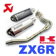 Design AKRAPOVIC Exhaust Kawasaki ZX6R Full System Manifold Stainless Steel Ekzos Motor Muffler ZX63