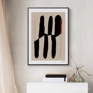 Line Hotel Modern Simple Nordic Model Room Bedroom Decoration Painting Black White Orange Living Roo