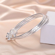 Sansheng III Solid Bracelet All-Match Simple Shiny Fashion Light Luxury Simulation Silver Jewelry Fe