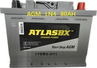 台中 AGM LN4 ATLASBX 12V 80AH SA 58020 啟停汽車電瓶電池 L4 80安培12V80AH