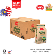 (Carton) NEW Vits Air Dried Spinach Noodles / Mi Kering Bayam (400g x 12packs)