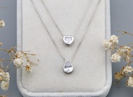 925 Sterling Silver white heart CZ necklace chain oxidized สร้อยคอเงินแท้ 925 CZ หัวใจสีขาว