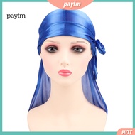 PTM Comfortable Hair Wrap for Men Silky Durag 2 Pcs Silky Satin Durag for Men Women – Long Tail Wave