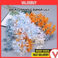 100cm 2 Fork Wild Lily Bunga Hiasan Artificial Flower Bunga Gubahan