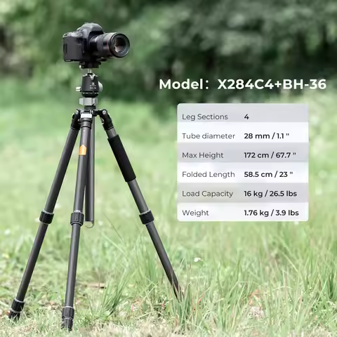 K&F CONCEPT 68''/1.7m Camera Tripod Stand with 16KG/35.2lbs Ball Head For Nikon Canon Sony DSLR X284