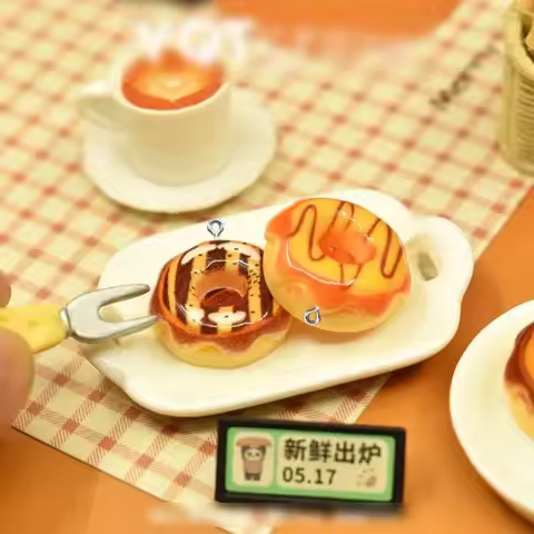 10Pcs Kawaii Simulated Donut Resin Charms Mini Doughnut Pendants DIY Earring Necklace Bracelet Handm