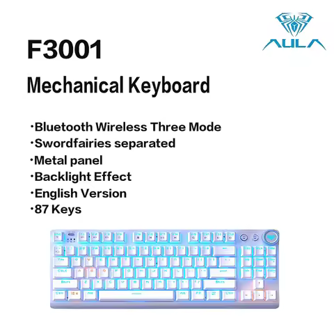 AULA F3001 Mechanical Keyboard Bluetooth Wireless Three Mode Metal Panel Two-color Injection Molding