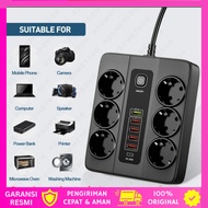 ASOMETECH Power Strip 6 Plug EU USB 250V 3000W Electrical Socket - USB charging station socket