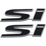 2Pcs Chrome 3D Metal Si Logo Car Trunk Sports Emblem Auto Coupe Turbo SUV Badge Racing Sticker (Silv