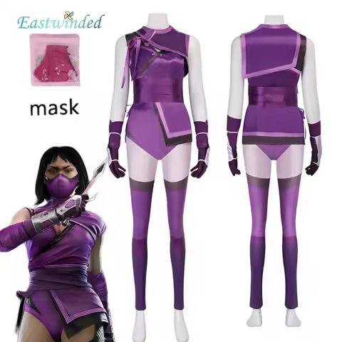 Mileena Cosplay Game Mortal Kombat 11 Purple Uniform Bodysuit Costume Socks Outfits MK11 Women Cloth