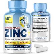 Zinc Picolinate 50mg with Vitamin K2 MK-7 + Vitamin D3 5000 IU, Zinc 50mg with 120mcg Vitamin K2 as