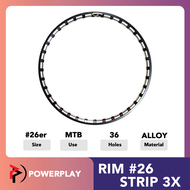 Powerplay Bicycle Wheel Rim #26 Strip 3X Alloy 36 Holes for 26er Mountain Bikes
