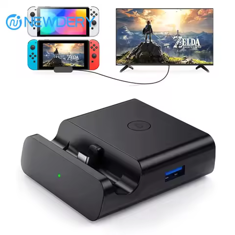 NEWDERY Switch TV Dock for Nintendo Switch&OLED USB C to HDMI Multiport Hub Adapter Portable PD Char